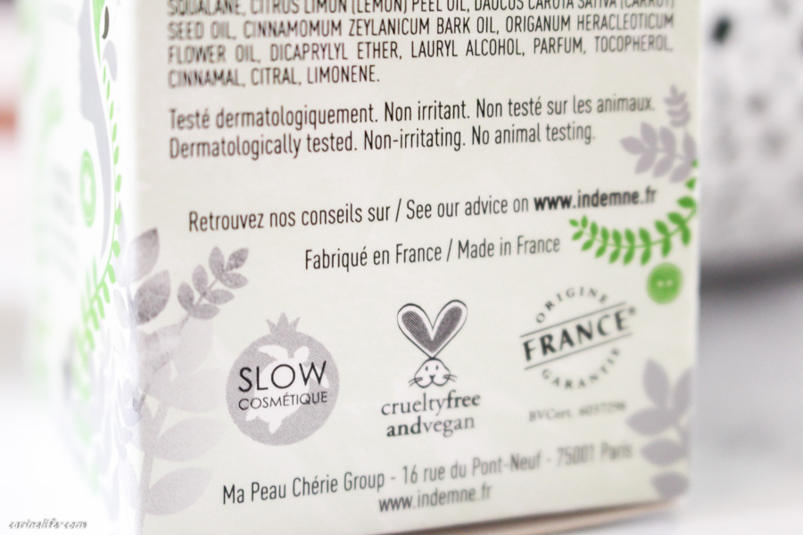 Indemne cruelty free et vegan