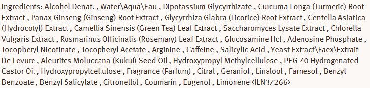 spray anti chute aveda invati composition