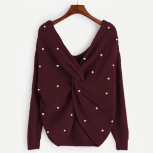 Pull perles twisté