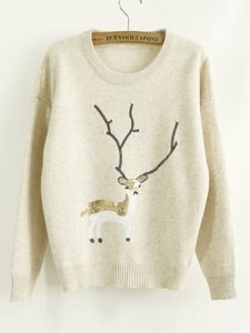 Pull cerf perles 
