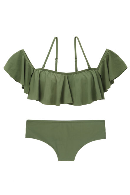 MAILLOT DE BAIN BANDEAU, VOLANTÉ 