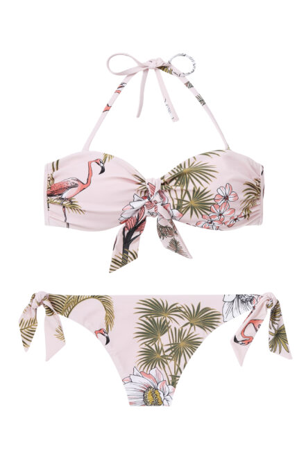 MAILLOT DE BAIN BANDEAU, IMPRIMÉ TROPICAL