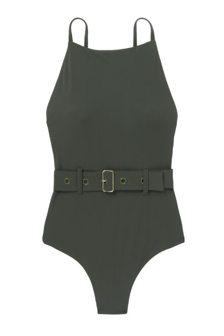 MAILLOT DE BAIN UNE PIÈCE CEINTURÉ KAKI
