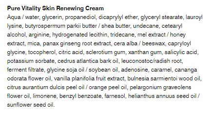 Kiehl's pure vitality composition